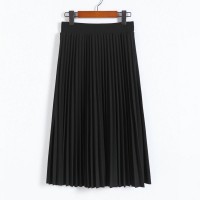 CRRIFLZ Spring Autumn Fashion Women's High Waist Pleated Solid Color Half Length Elastic Skirt Promotions Lady Black Pink